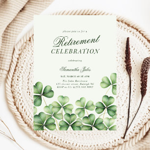Modern Elegant Green Shamrock Retirement Party Invitation