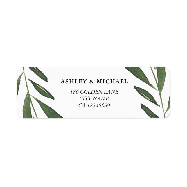 Modern Elegant Green Watercolor Leaf Wedding (Front)