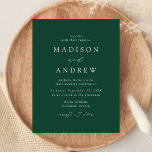 Modern Elegant Green Wedding Invitation Postcard