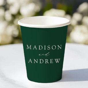 Modern Elegant Green Wedding Paper Cups