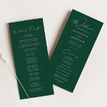 Modern Elegant Green Wedding Program<br><div class="desc">Elegant wedding program featuring a modern white calligraphy script with a green background to create a design that is perfect for weddings of all styles and seasons. Personalize the front of the modern wedding program with your names, wedding date and location, and order of the ceremony. The simple green wedding...</div>