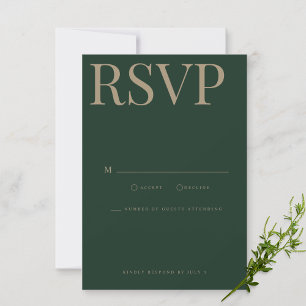 Modern & Elegant Green Wedding RSVP Card