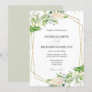 Modern Elegant Greenery Geometric Wedding Invitation