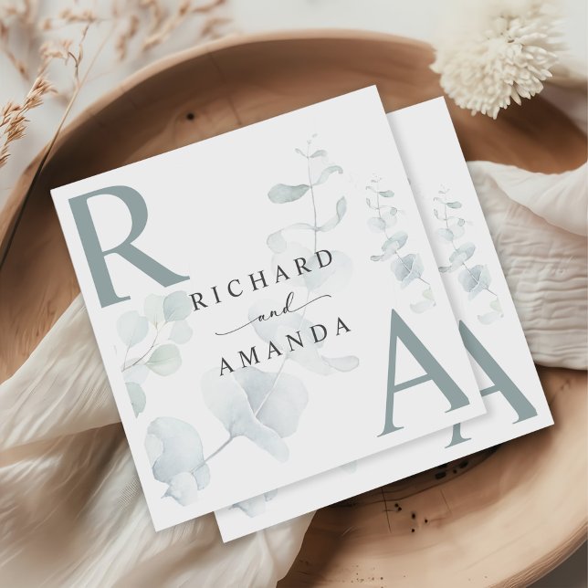 Modern Elegant Greenery Minimalist Wedding Napkin (Creator Uploaded)