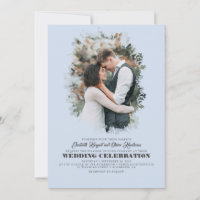 Modern Elegant Greenery Photo Overlay Wedding