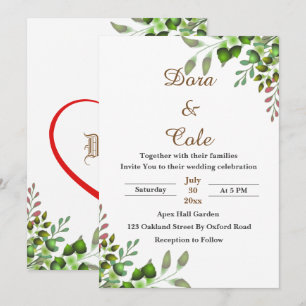 Modern Elegant Greenery Watercolor Wedding Invite
