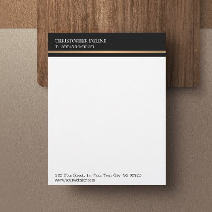Modern Elegant Grey Faux Gold Line Letterhead