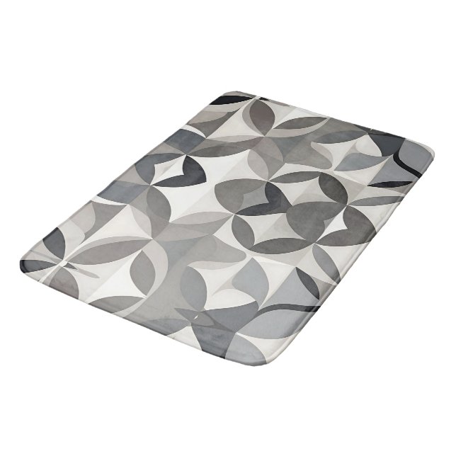 Modern Elegant Grey Floral  Bath Mat (Angled)