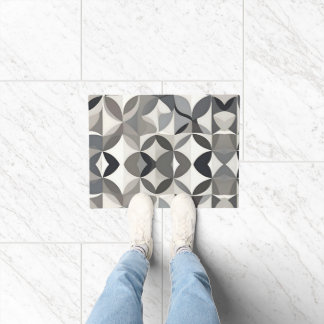 Modern Elegant Grey Floral  Doormat