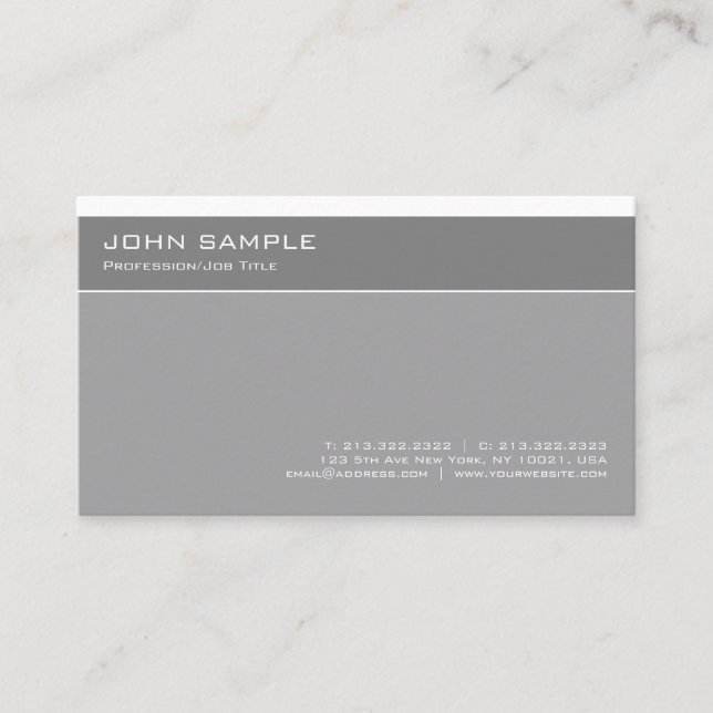 Modern Elegant Grey Professional Simple Plain Business Card (Front)