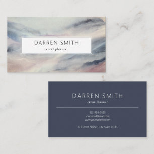 Modern Elegant Grey Watercolor Abstract Wave Business Card