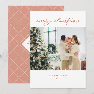 Modern Elegant Grey White Christmas Photo Holiday Card