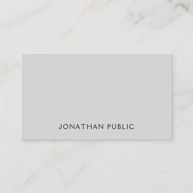 Modern Elegant Grey White Trendy Simple Template Business Card (Front)