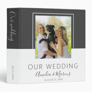 Modern Elegant Grey White Wedding Photo Album Binder
