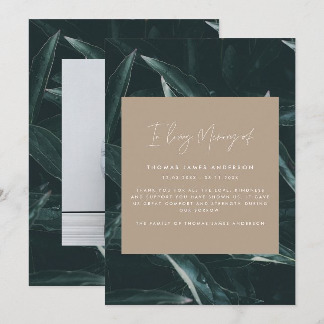 Modern elegant grief rememberance photo (Front/Back)