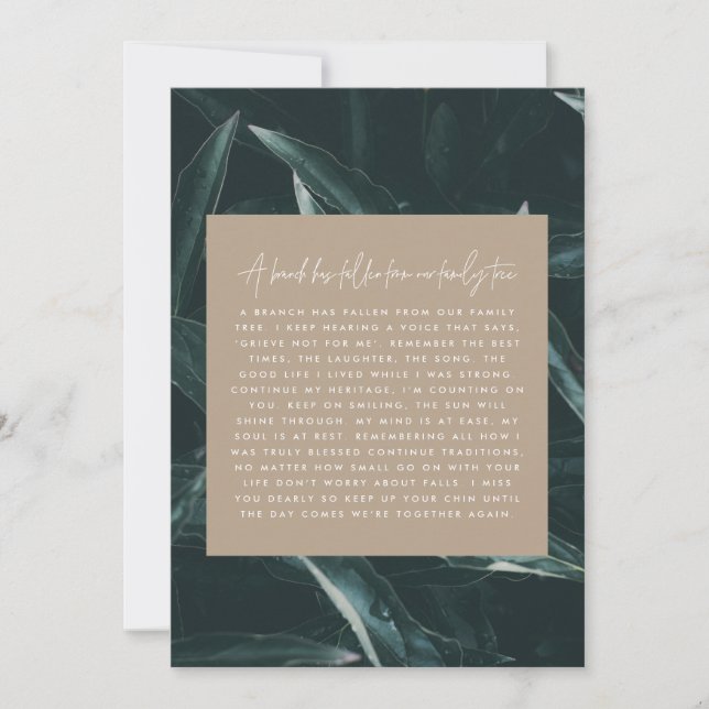 Modern elegant grief rememberance poem (Front)