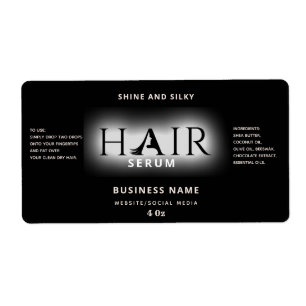 Modern elegant hair serum label