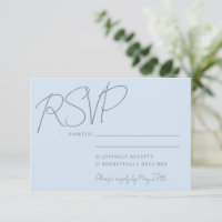 Modern Elegant Handwriting Soft Blue Wedding 
