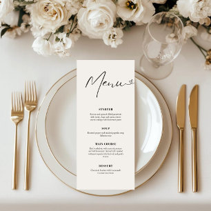 Modern Elegant Handwriting Wedding Dinner  Menu