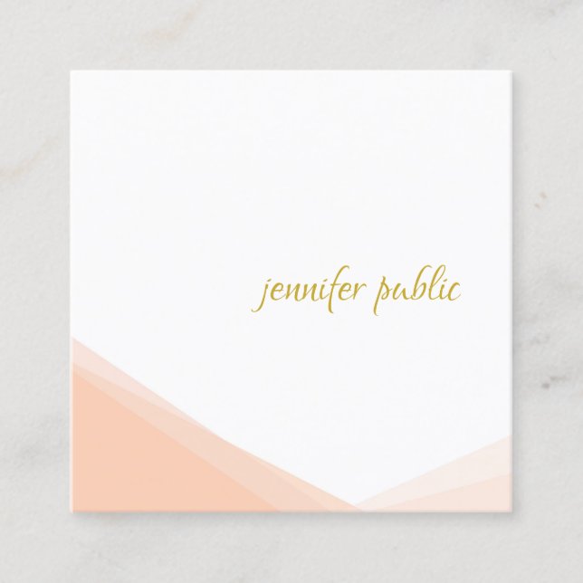 Modern Elegant Handwritten Gold Name Professional Square Business Card (Front)