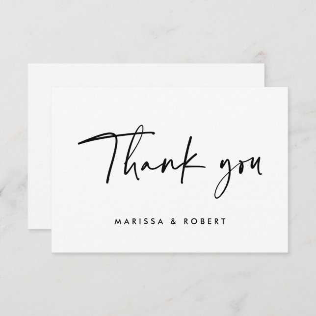 Modern Elegant Handwritten Script Wedding Thank You Card (Front/Back)