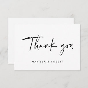 Modern Elegant Handwritten Script Wedding Thank You Card