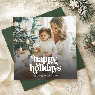 Modern Elegant Happy Holidays Photo Christmas Card