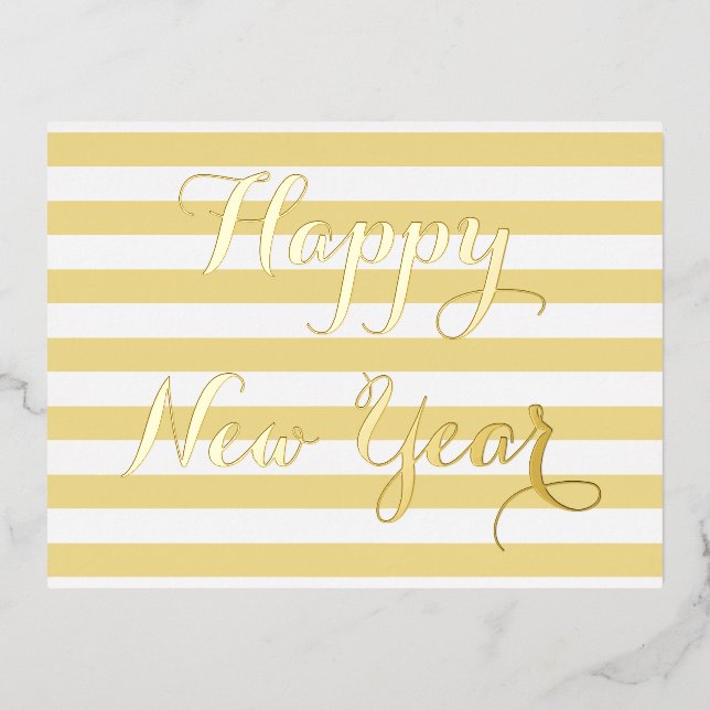 Modern Elegant Happy New Year Faux Gold Custom DIY Foil Invitation Postcard (Front)