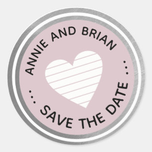 modern elegant heart of love SAVE THE DATE Classic Round Sticker