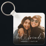 Modern Elegant Heart Script Bestfriends BFF Photo Keychain<br><div class="desc">Gift your bestfriends something memorable,  unique and beautiful like this photo keepsake keychain with a modern elegant script lettering of "bestfriends" with a cute little heart on the centre. A stylish and chic customized gift for BFFs. (Placement photo by Omar Lopez on Unsplash. Kindly replace it with your own.)</div>