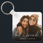 Modern Elegant Heart Script Bestfriends BFF Photo Keychain<br><div class="desc">Gift your bestfriends something memorable,  unique and beautiful like this photo keepsake keychain with a modern elegant script lettering of "bestfriends" with a cute little heart on the centre. A stylish and chic customized gift for BFFs. (Placement photo by Omar Lopez on Unsplash. Kindly replace it with your own.)</div>