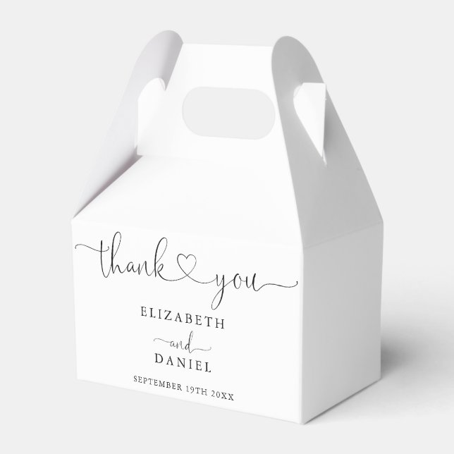 Modern Elegant Heart Script Wedding Favor Box (Front Side)