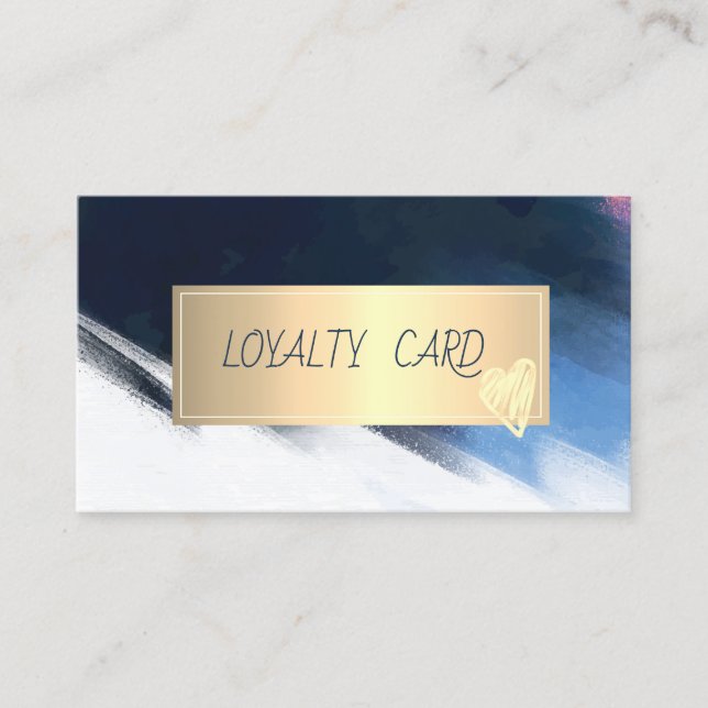 Modern Elegant Hearts Brush Stroke Loyalty Card (Front)