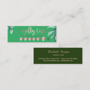Modern Elegant Hearts,Leaves Mint Green  Loyalty Card