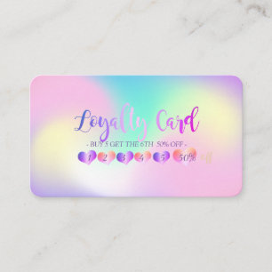Modern Elegant Hearts Ombre Holographic Loyalty Card