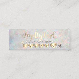 Modern Elegant Hearts Opal Holographic Loyalty Card
