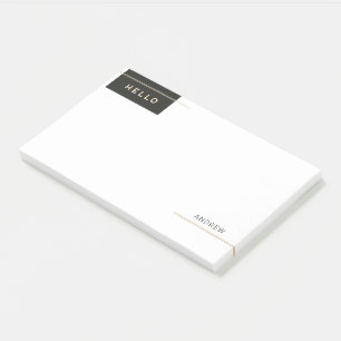 Modern Elegant Hello with Golden stripes Post-it Notes