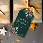 Modern Elegant Holiday Greenery Merry Christmas Gift Tags<br><div class="desc">Modern Christmas gift tag featuring beautiful winter greenery and berries on a rich dark green background. The greeting,  Merry Christmas,  appears in sleek handwritten style text. Personalize this elegant holiday gift tag with a short message or use the one shown.</div>