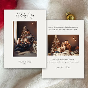 Modern Elegant Holiday Joy Script Photo Card