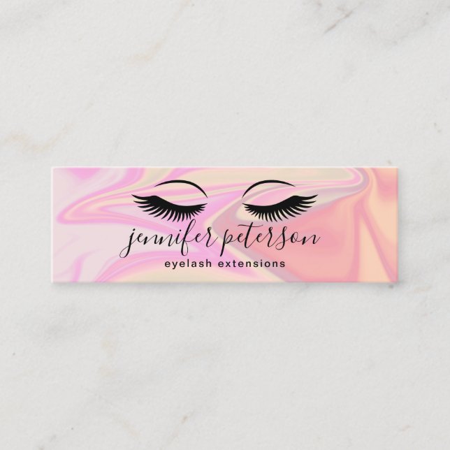 Modern elegant holographic eyelash extensions mini business card (Front)