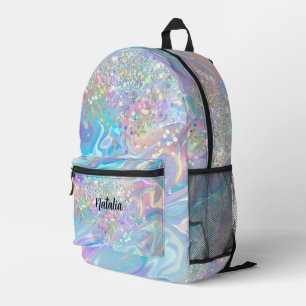 Modern Elegant Holographic Glitter Irediscent Blue Printed Backpack