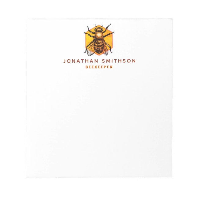  Modern & Elegant Honey Bee Personalized Beekeeper Notepad (Front)