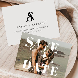 Modern Elegant Horizontal Script Wedding Photo Save The Date