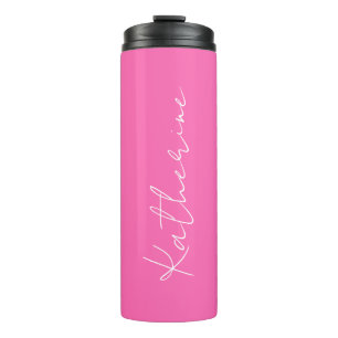 Modern Elegant Hot Pink Custom Name Thermal Tumbler