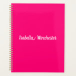 Modern elegant hot pink custom name year monogram planner<br><div class="desc">Elegant modern hot pink,  fuchsia,  magenta custom name text,  year,  number,  initials,  monogram minimalist simple personalized Planner.
Custom white text on dusty pink plain solid colour background.</div>