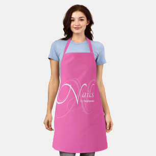 Modern Elegant hot pink Monogram Nail Stylist Apron