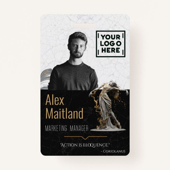 Modern Elegant ID Card Logo Quote Badge (Front)