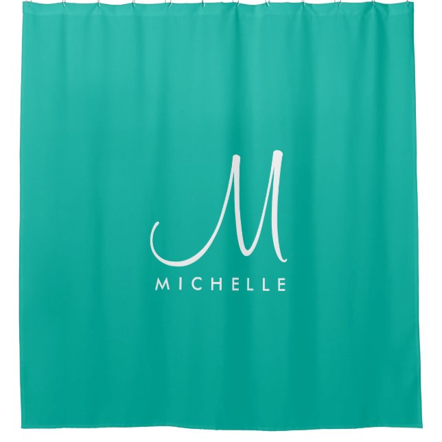 Modern Elegant Initial Name Monogram Template Teal (Front)
