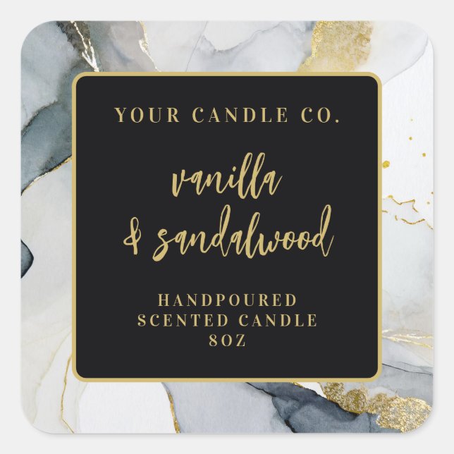 Modern Elegant Ink Watercolor Candle Product Label (Front)