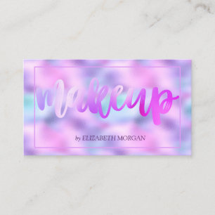 Modern Elegant Iridescent  Holographic Makeup Business Card